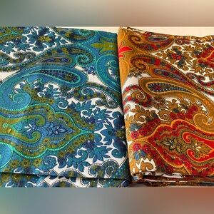 Indoor Outdoor Upholstery Fabric Lot Paisley Gold Red Blue Green White